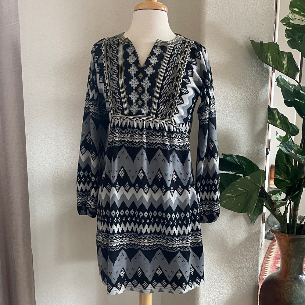 Papillon Black and Gray Patterned Women's Dress